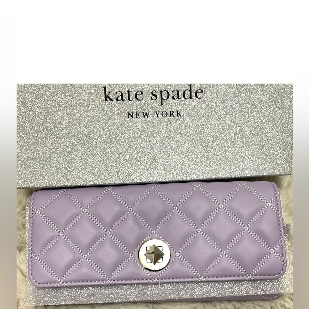 Kate Spade quilted Leather Lg Continental Wallet lilac NWT - Picture 2 of 10